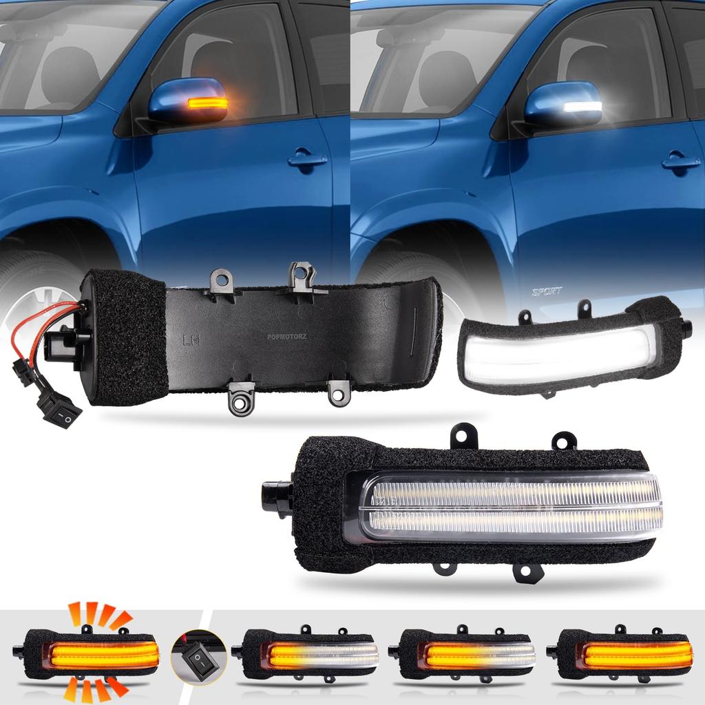 POPMOTORZ 20 Series Alphard and 20 Series Vellfire Compatible LED Door Mirror Sequential Turn Signals Flowing Full Blink Switchable White Delight