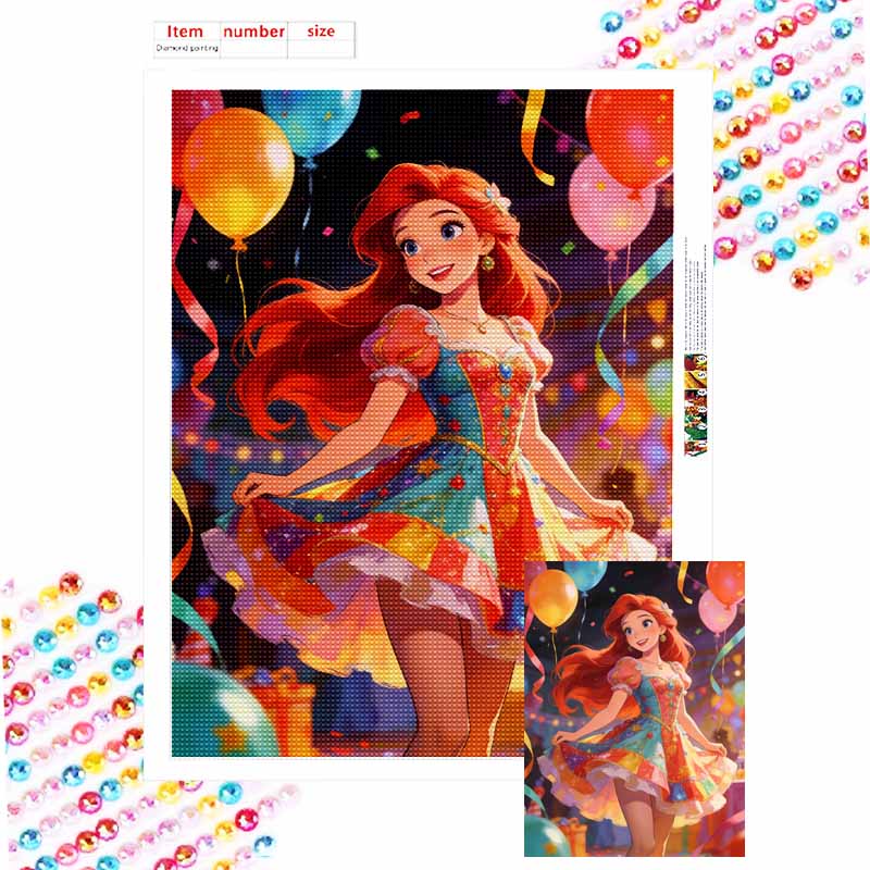 Disney Little Mermaid Ariel princess birthday party diamond painting mosaic diamond art painting kit handmade diy home decoration Round 20x30cm