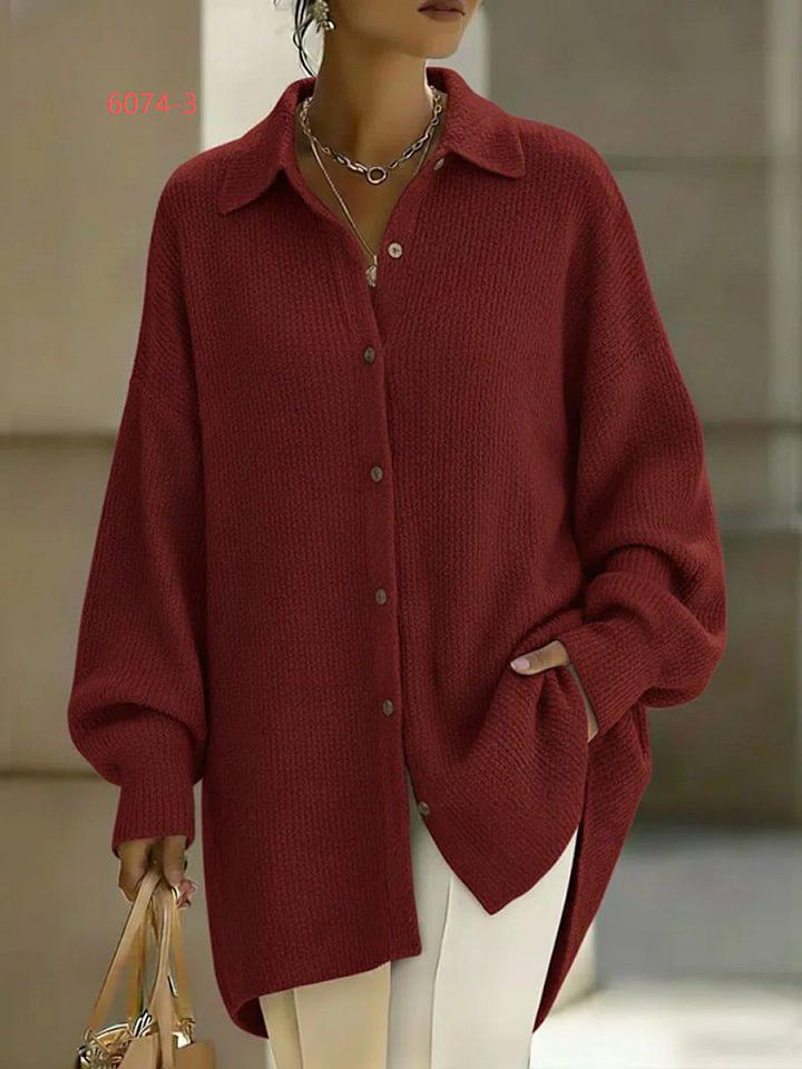 2026 Damen Eleganter Einfarbiger Knopf Langarm Woll Cardigan Pullover