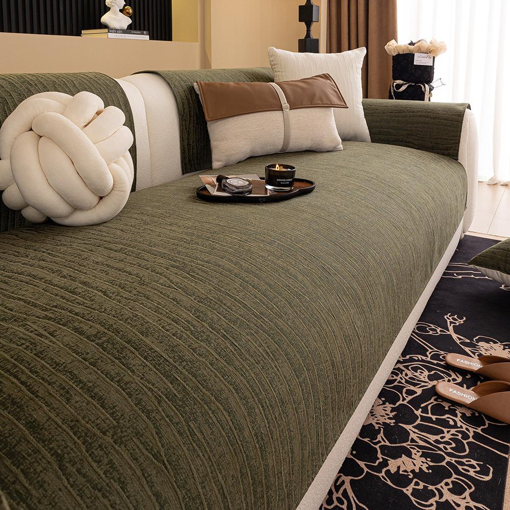 

Подушка для дивана универсальна для всех сезонов Новая прямая подушка сиденья дивана Нескользящий чехол Полотенце для дивана Шениль 70*70cm зелёный