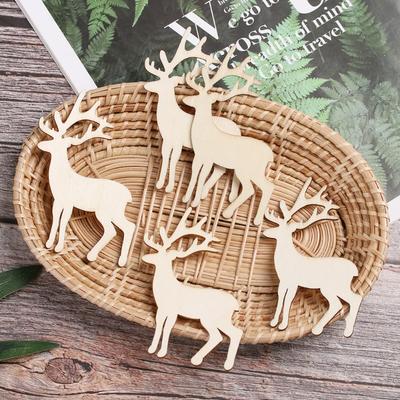 10Pcs Wooden Elk Decor Christmas Tree Hanging Reindeer Hanging Card Vivid Christmas Decorations Festival Decor Party Supplies