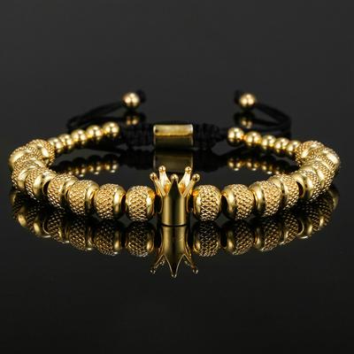 Brățară Simplă cu Charm Crown Royal pentru Bărbați și Femei, Brățări Rigide, Brățară cu Împletitură și Charmuri din Cupru Realizate Manual, Bijuterie Cadou