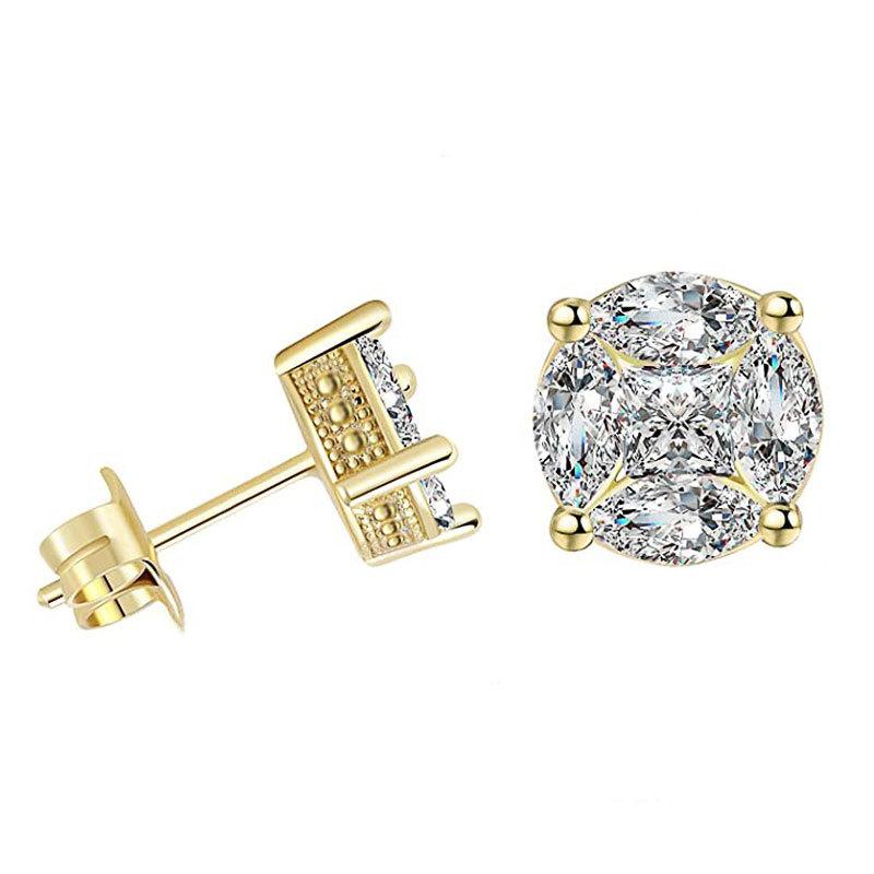 Hip-Hop Unisex Stud Earrings, Copper Micro-Inlaid Zircon Mini Earrings For Women