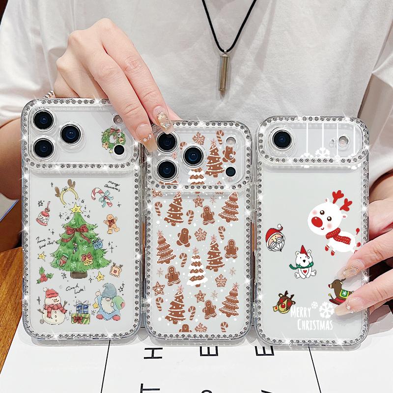For iPhone 16 Pro Max Case Christmas Tree Pattern Diamond Cover For iPhone 17 Aiir 15 14 13 16 17 16e Funda iPhone17 Pro Max