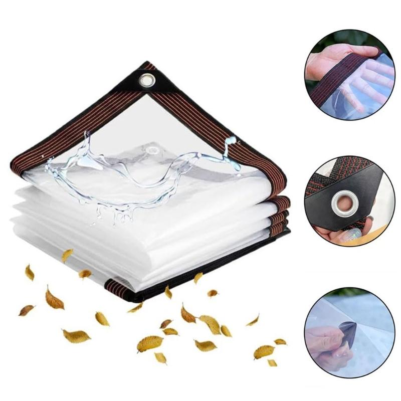 50cm Spaced Eyelets 0.3mm Clear Waterproof Sheet Weatherproof Sunshades Cloth For Gardening Camping And Patios Shelter