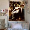 VIKAMA Scandinavian Icon Tapestry Virgin Mary Hand Painted Halo Clouds Starburst Church Meditation Room Bedroom Religious Art