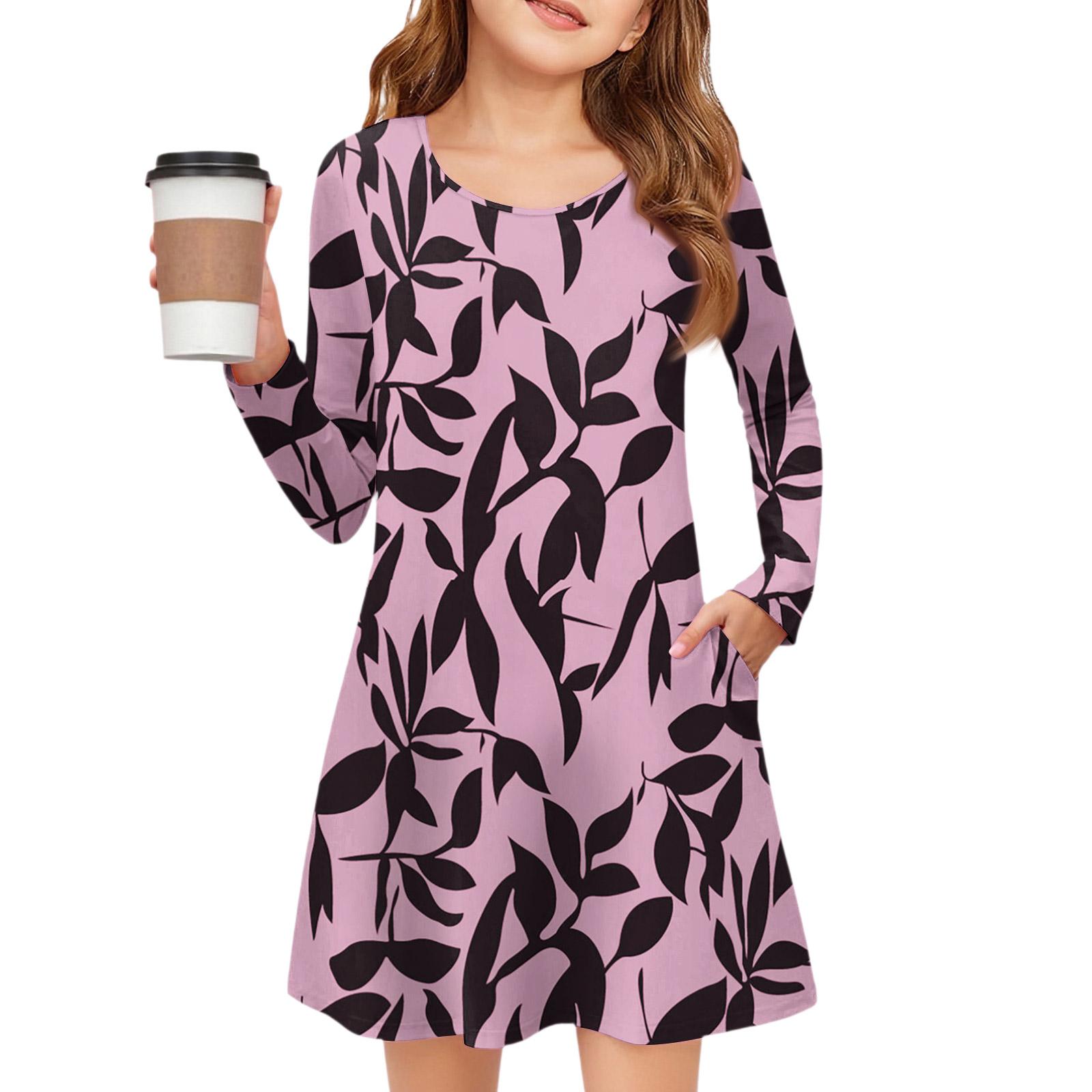 

Платье с длинным рукавом для девочек - Платье с цветными карманами 110 розовый