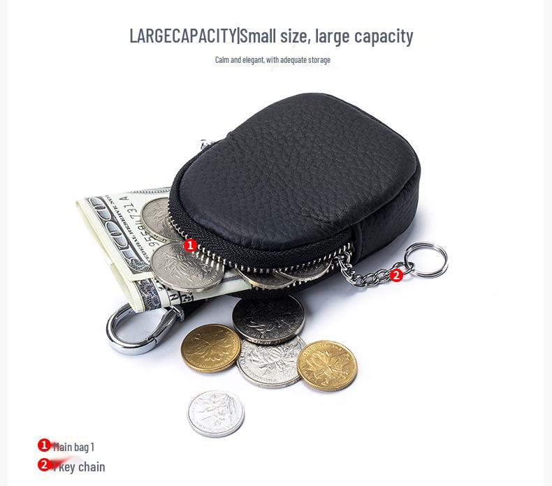 Genuine Leather Mini Coin Purse & Key Holder: Multifunctional Cowhide Wallet & Earphone Bag.