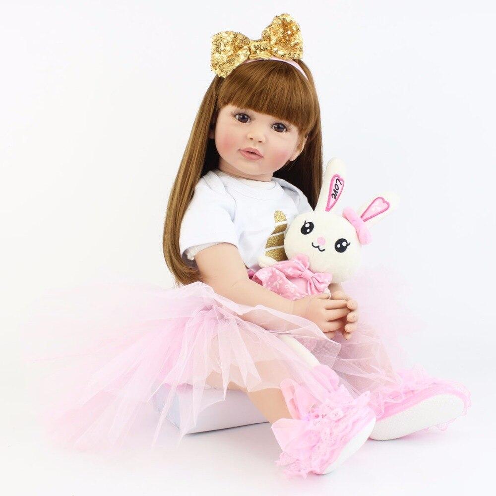 BZDOLL 60cm měkká silikonová panenka Baby Reborn Jemná vinylová princezna dívka Bonecas Dětská narozeninová hračka do vany