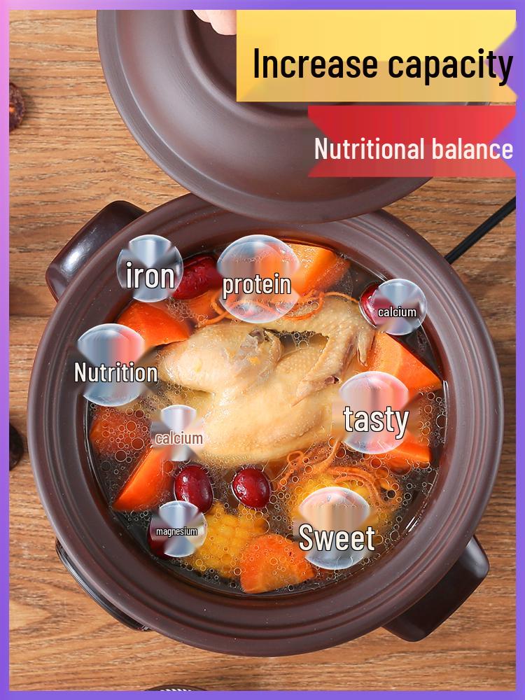 In Stock Fully Automatic Electric Stew Pot: 2.5-6L Ceramic Multi-functional Clay Pot for Soups, Porridge, and Health Cooking