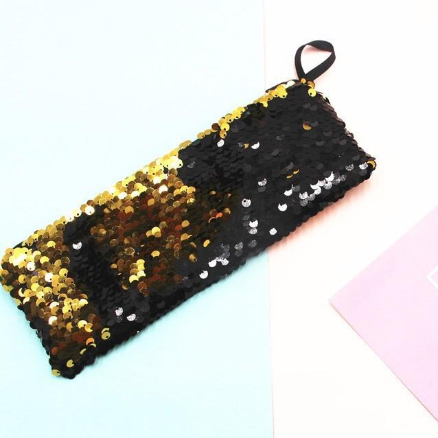 Glitter Two Mermaid Tone Pencil Case Earphone Data Cable Organizer Bag Students