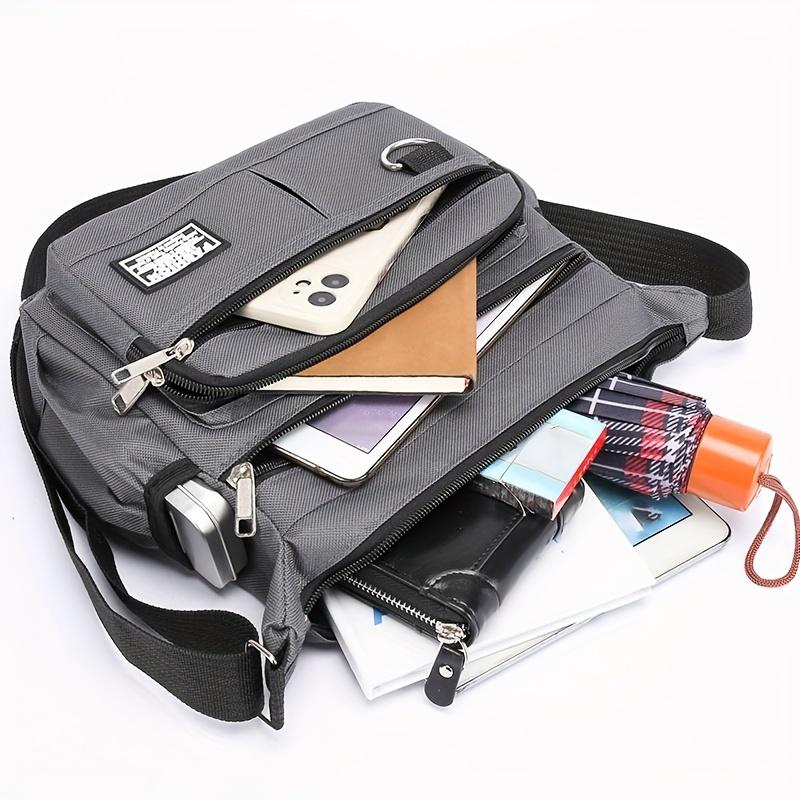 Multi-pocket Crossbody Shoulder Bag, Casual Travel Office Messenger Bag, Durable, Multiple Compartments
