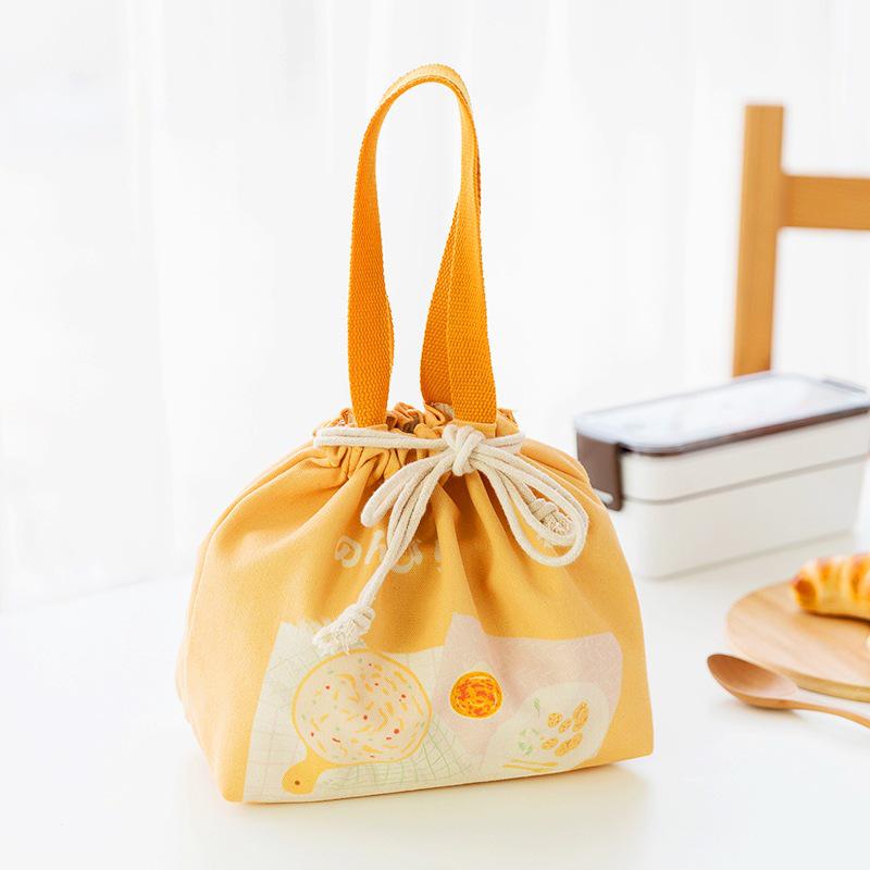 Large Japanese-Style Canvas Tote for Bento, Insulated Lunch Handbag for Work