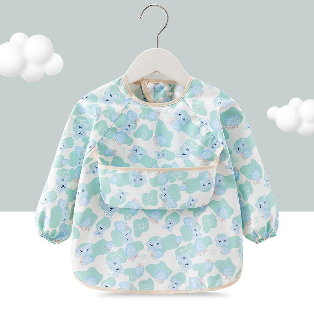 

Waterproof Long Sleeve Baby Feeding Bib Toddler Feeding Smock Apron with Rice Pocket Soft Thin Summer Children Feeding Blouse Bears-90 синий