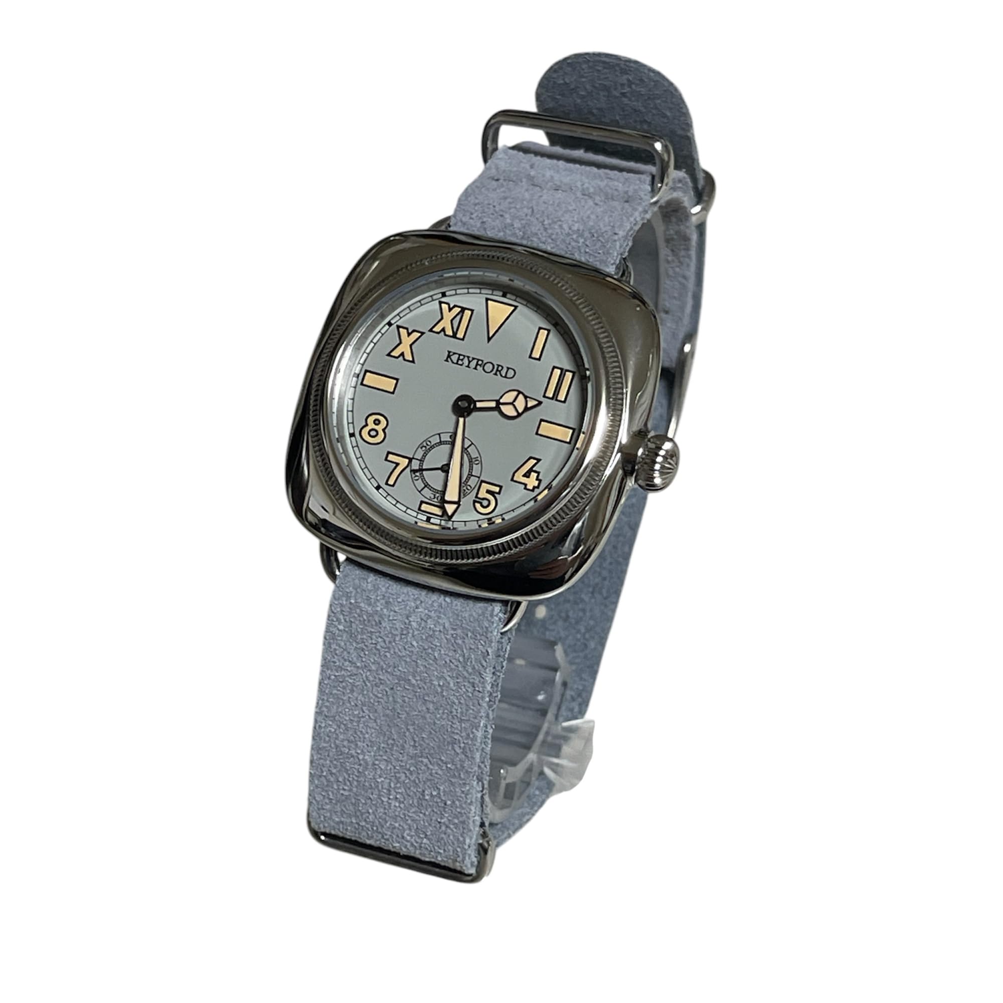 

МРМВ. Военные часы, часы с калифорнийским циферблатом, дымчато-серые, с серым ремешком НАТО из оленьей кожи