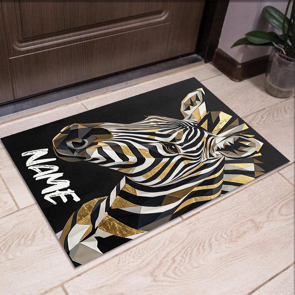 Custom Name LNTB002260915X1003==Zebra Printed Carpet,Rug for Office Chair Living Room Bedroom Kitchen Room Decor Gifts.