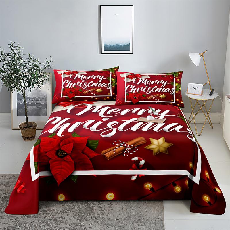 Comforter Merry Christmas Bed With 3D Print Santa Claus Home Decor New Year King Queen Full Size Red Bed