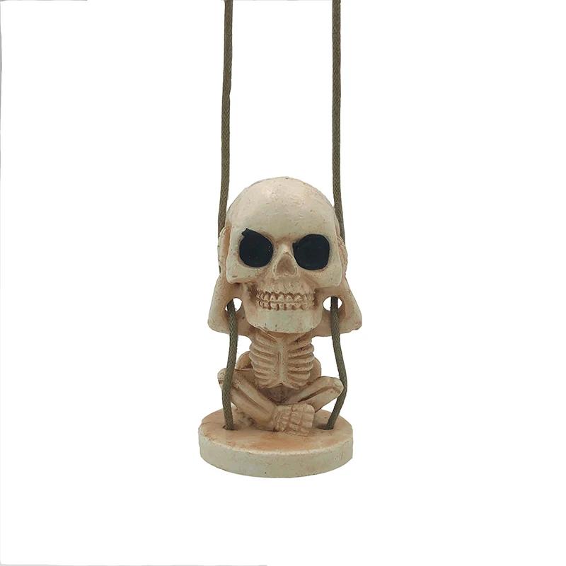 Funny Swing Skeleton Ghost Car Interior Decoration Resin Skeleton Auto Rearview Mirror Pendant For Car Accessories Interior
