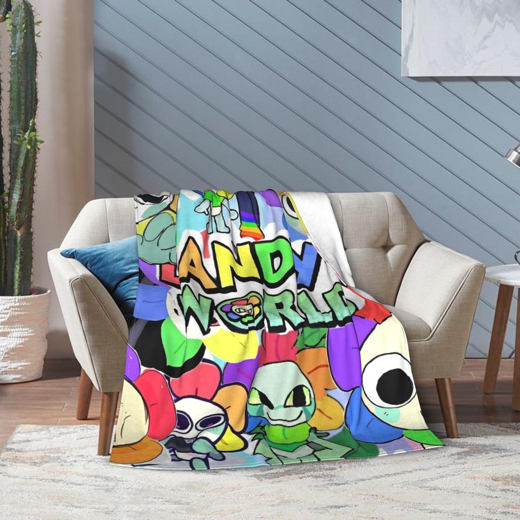 Tecknad Dandy Astros Dandys Värld Spelfilt Multi-storlek Mjuk Luddig Plysch Pläd för Soffa Soffa och Säng