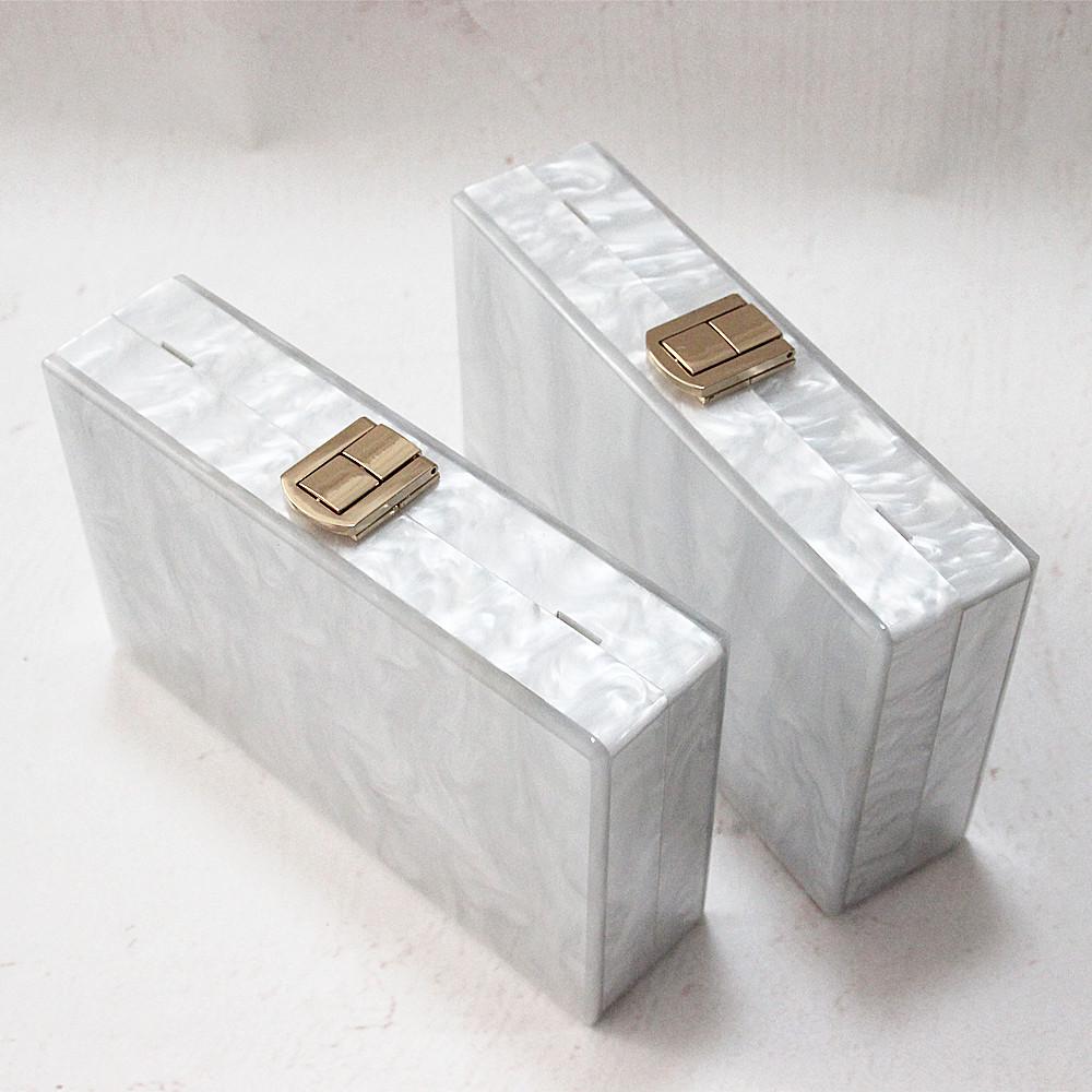 New Fashion Accessory Women Cute Bag Acrylic White Solid Night Dinner Handbag Woman Wedding Evening Bag Trendy Party Clutch Purse