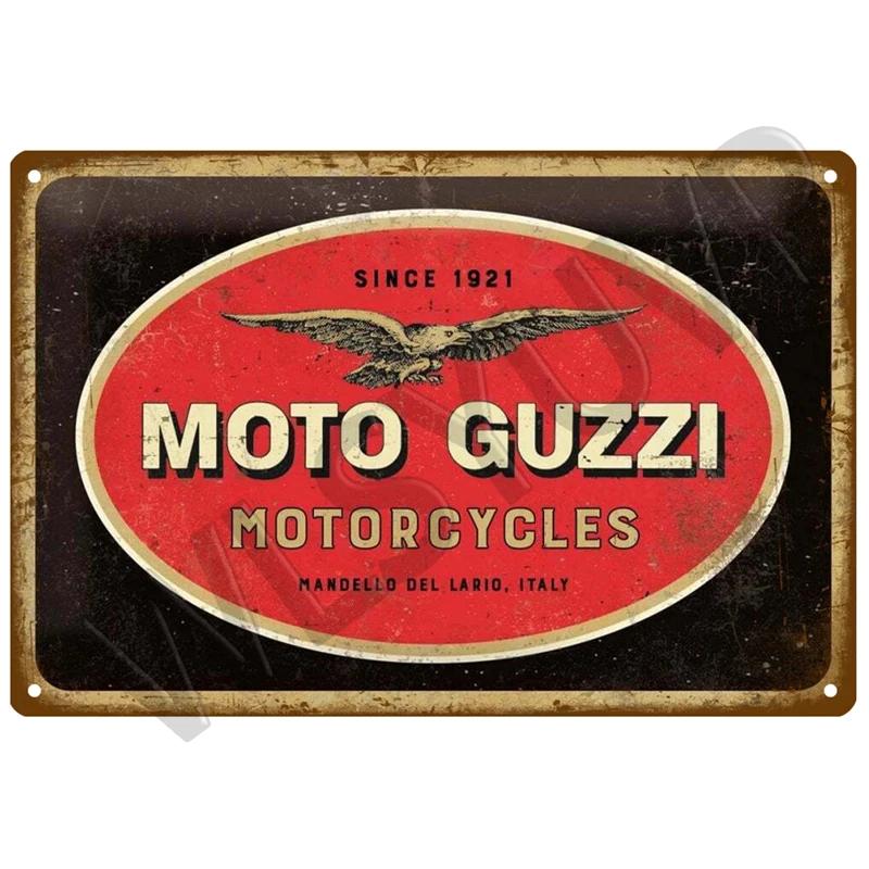 Moto Guzzi Old Man Plaque Metal Vintage Tin Sign Shabby Chic Decor Metal Signs Vintage Bar Decoration Metal Poster Metal Plate