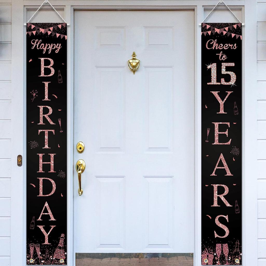 Happy 40th Birthday Door Banner Porch Sign Rose Gold, Cheers to 40 Years Birthday Party Decorations Supplies for Women