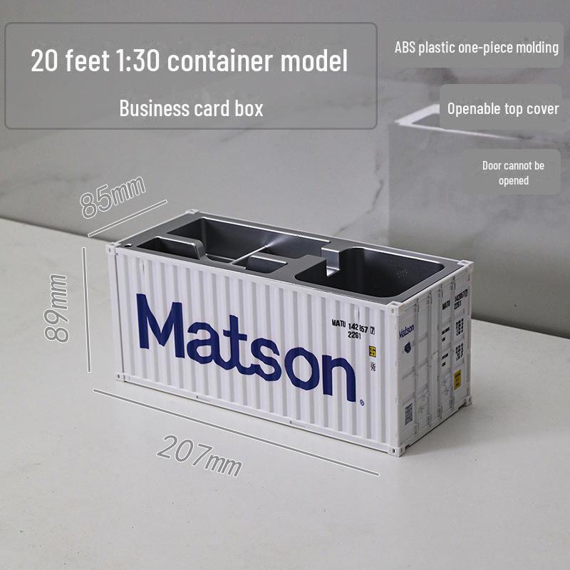 20ft Container Model Pen Holder & Business Card Box with Customizable Patterns/Text - Plastic Ornament