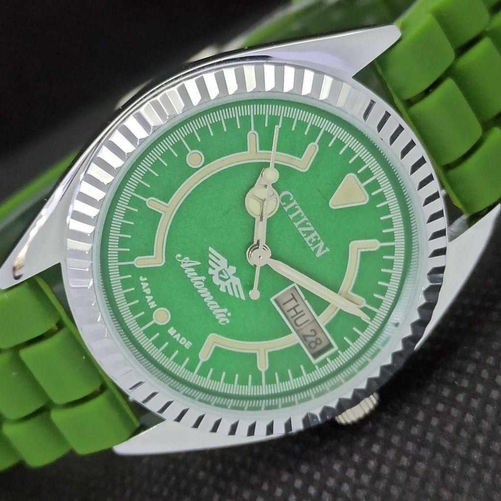 

ВОССТАНОВЛЕННЫЕ ВИНТАЖНЫЕ CITIZEN AUTO 8200 ЯПОНИЯ МУЖСКИЕ D/D ЗЕЛЕНЫЕ ЧАСЫ 550f-a290861-9 SKU550f-a290861