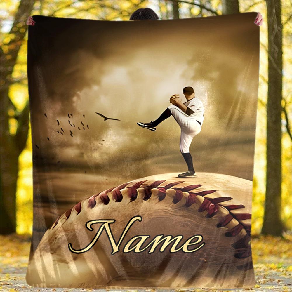 Baseball Passion Life Dreams Future Customizable Outdoor Blanket Personalized Text Durable Comfort Throw For Picnics Outdoor Travel And Camping Sofa