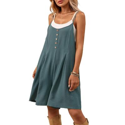 Combinaison pour femme Style décontracté Été Couleur unie Short Combinaison ample avec poches