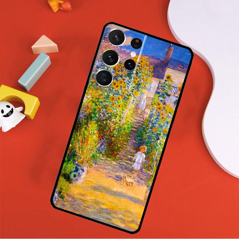 Claude Monet Garden Lotus Bridge Phone Case For Samsung Galaxy S25 Ultra S24 Ultra S9 S10 S20 S21 S22 S23 Plus S24 FE Cover
