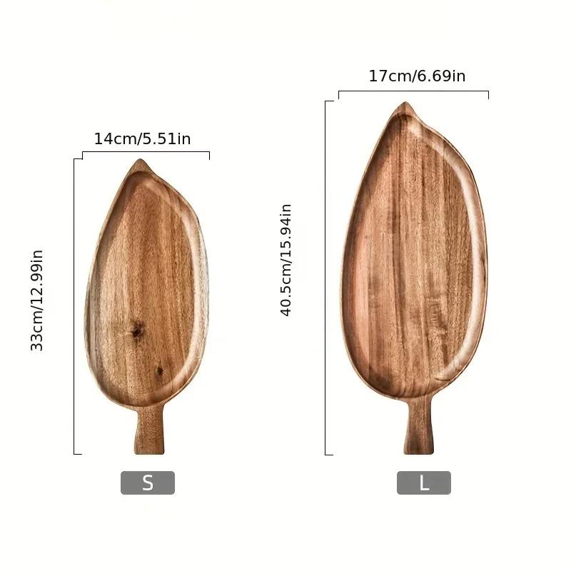 High Aesthetic Tray Wooden Leaf Shaped Afternoon Tea Tray Western Sushi Tray Dessert Fruit Meal Tray Food Tray Wooden Waterproof