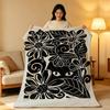 Art B-Black a-and W-White Floral Throw High-Density Short Plush Blanket Soft Skin-Friendly for Sofa Nap Air-Conditioned Room