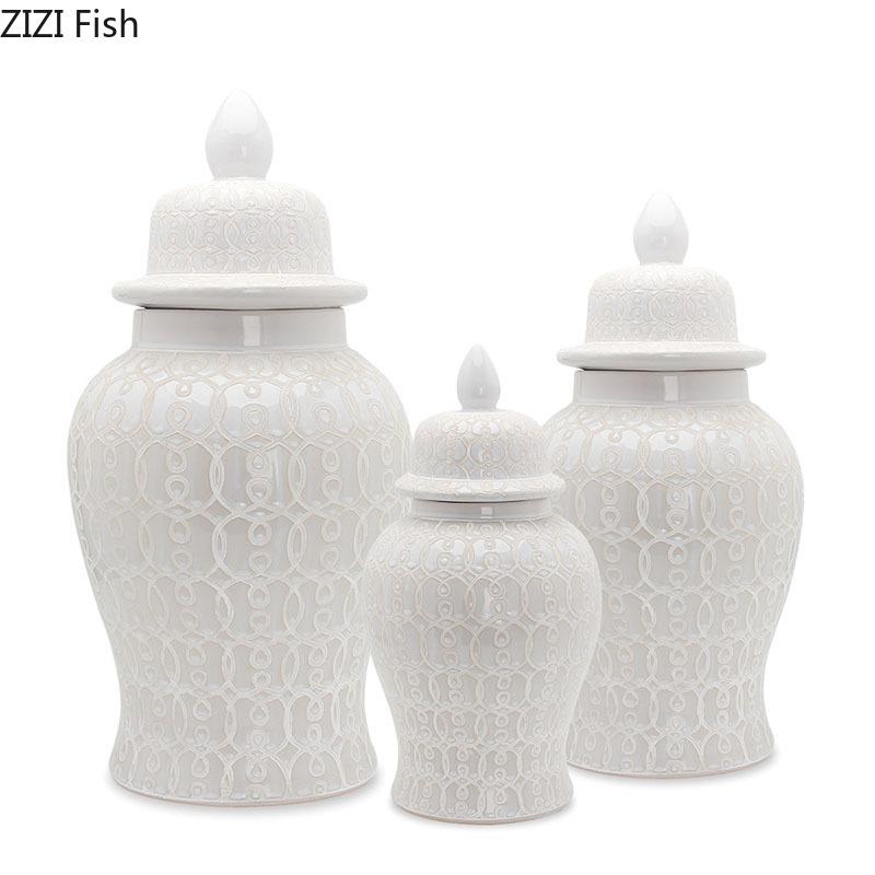 Flower Ceramic Storage Jar with Lids Porcelain General Jars Classical Tea Caddy Flower VasesGinger jar Vintage Home Decor