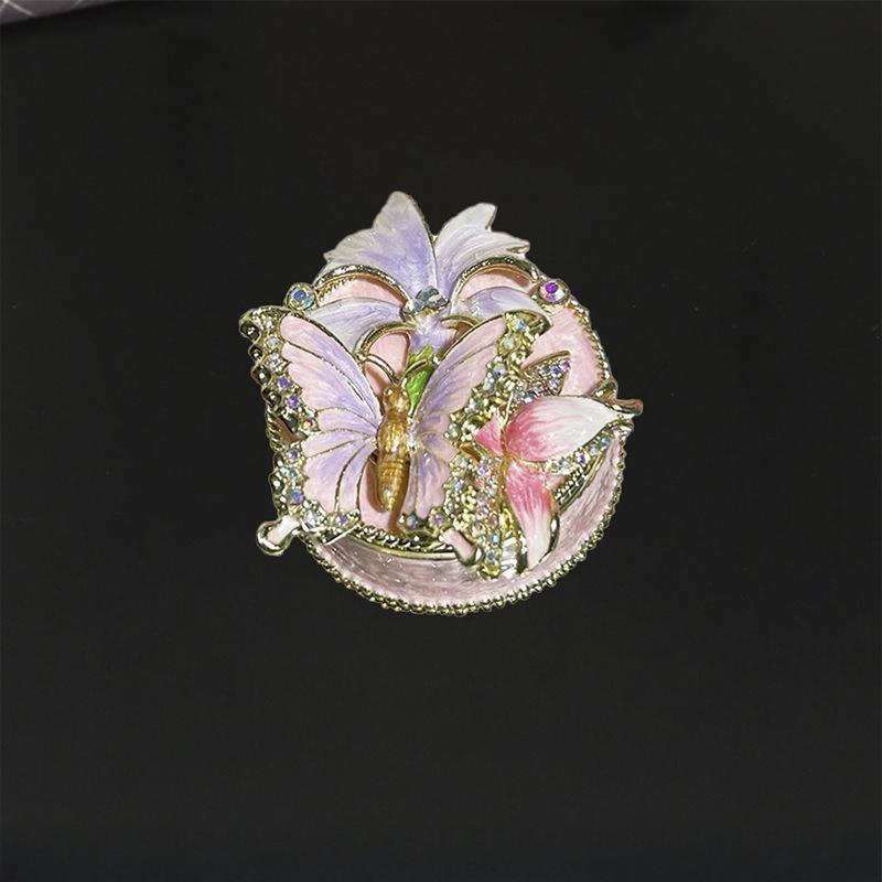 Cherry blossom butterfly enamel jewelry box ring box niche light luxury gift furniture small ornaments