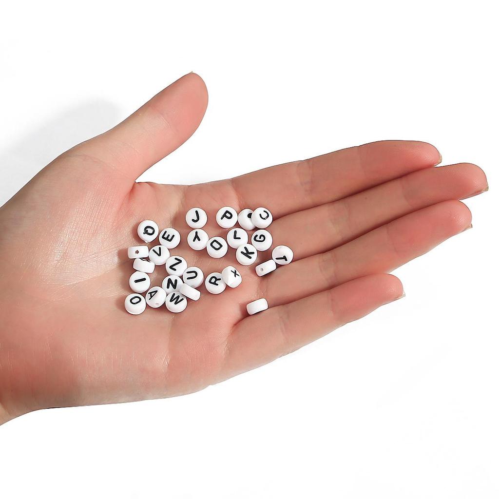 100Pcs Acrylic Letter Round Flat Beads DIY Jewelry Making Accessories