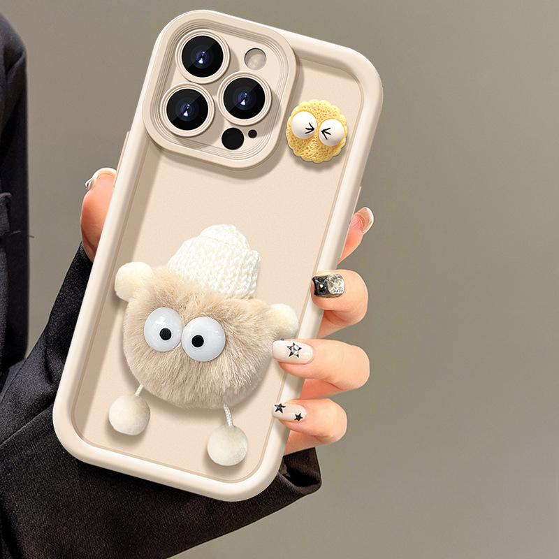 Applicable To IPhone 16 Phone Case Full-inclusive Apple 15 Promax Protective Case 14 Plush Briquette Doll High-end Sense