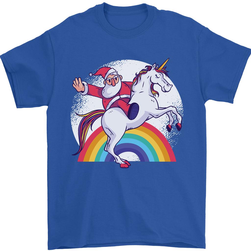 Santa Claus Riding a Unicorn Christmas Xmas Unisexs TShirt 100 Cotton