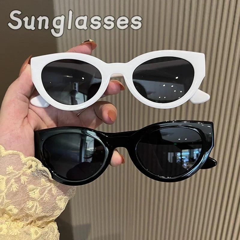 Retro Koreanske Dame Solbriller Mote Makaron Unisex Ovale Briller Cat Eye Solbriller Øyebeskyttelse Briller Oculo De Sol