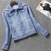 Herbst Damen Casual Jeansjacke Jacke Damen Langarm Einreihig Jeansjacke Damen Kurzes Oberteil