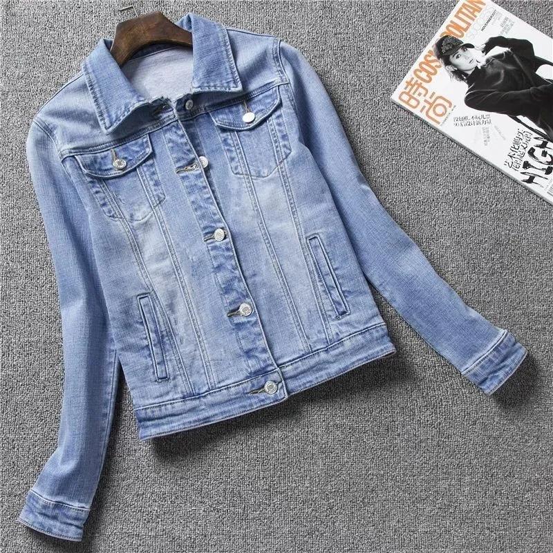 Herbst Damen Casual Jeansjacke Jacke Damen Langarm Einreihig Jeansjacke Damen Kurzes Oberteil