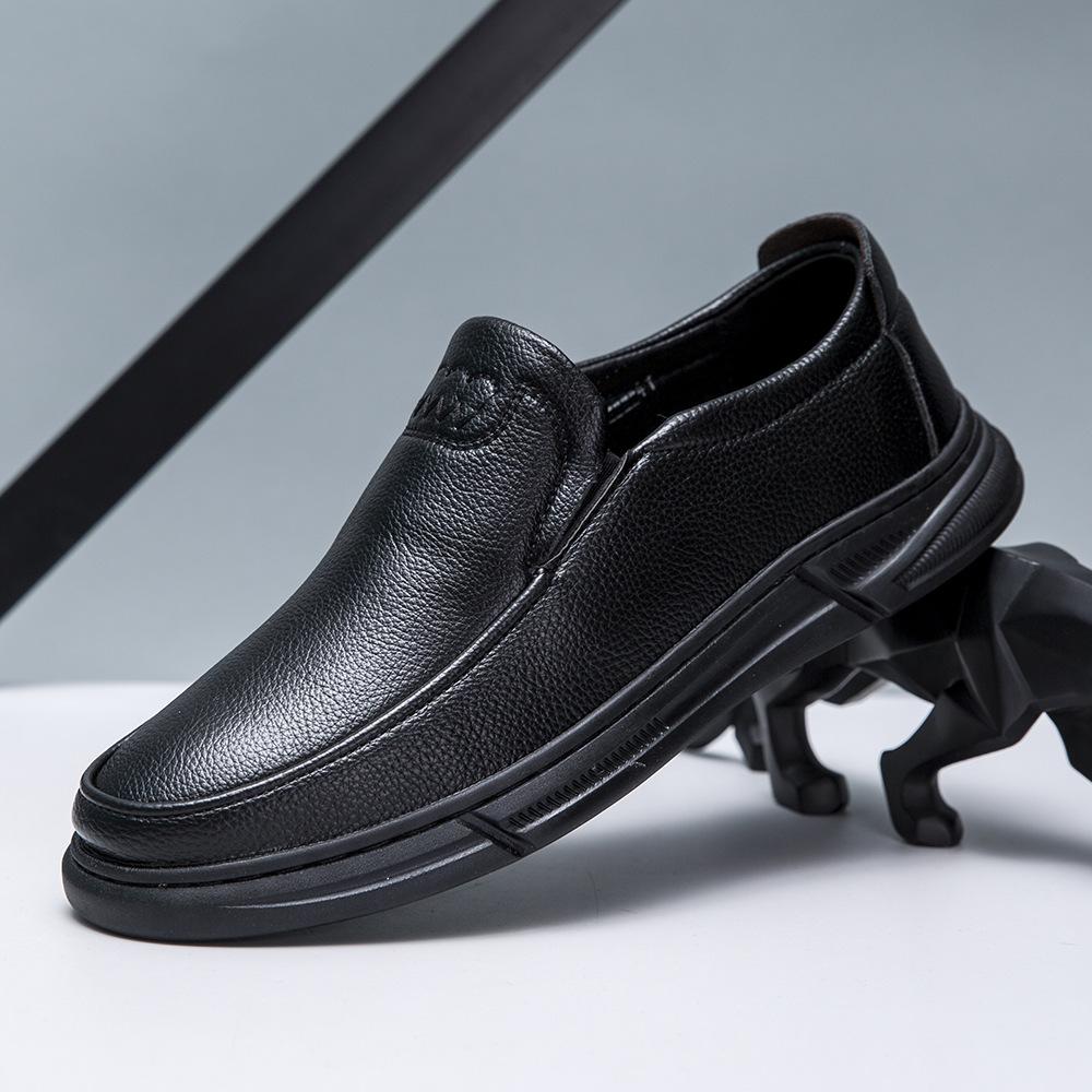 

Мужские новые деловые кожаные туфли из резиновой подошвы EVA, повседневные кожаные туфли с липким покрытием, обувь Doudou, модная обувь для внешней торговли 39