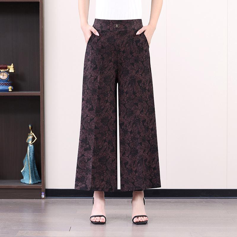 

Женские укороченные брюки Летний новый стиль Висячие укороченные брюки С высокой талией Свободные Эластичные Широкие брюки 5XL