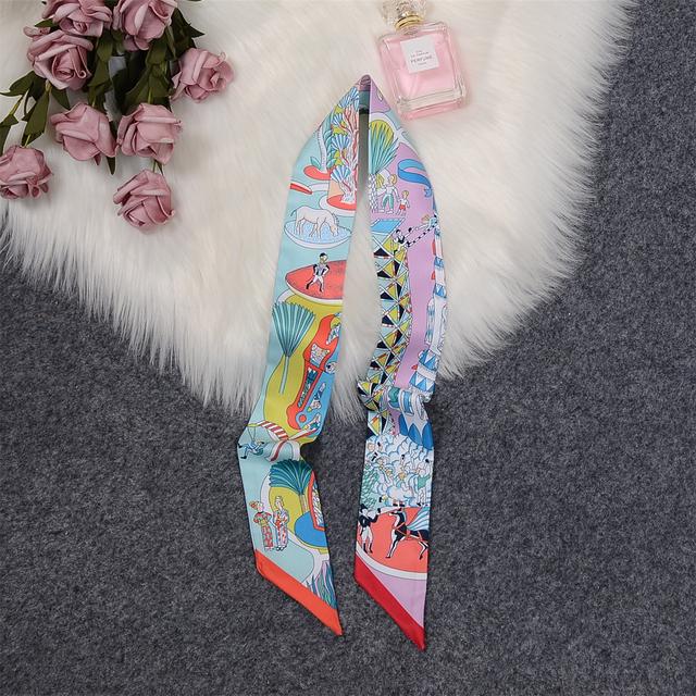 Luxury Horse Cloak Brand Scarf Fashion Design 100% Silk Scarf Women Headwear Skinny Bag Hair Scarves Neckerchief
