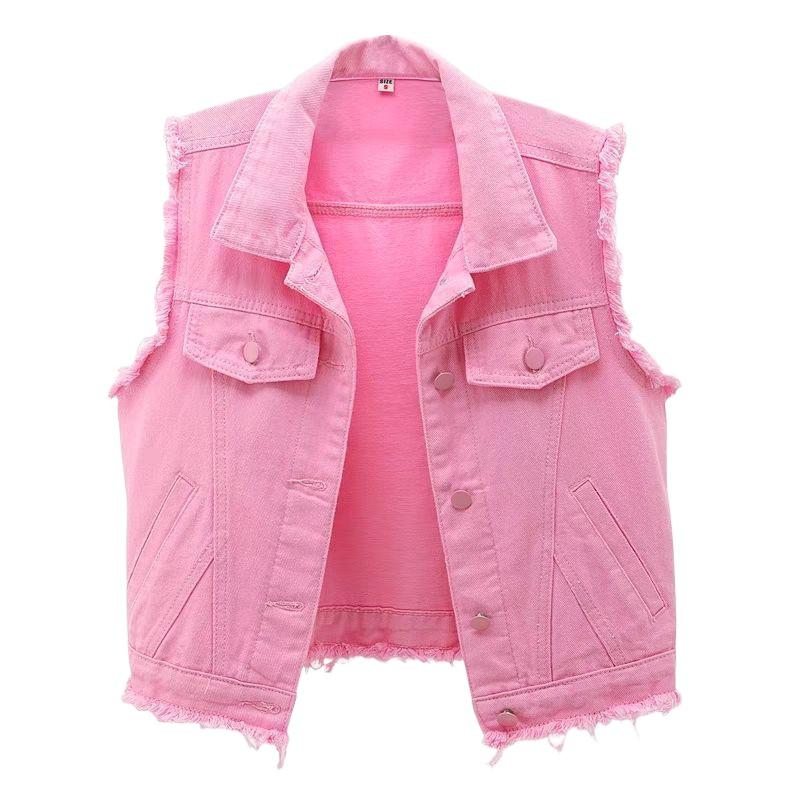 Frayed Edge Sleeveless Denim Vest - Slimming, Versatile & Flattering Spring/Summer Jacket Top