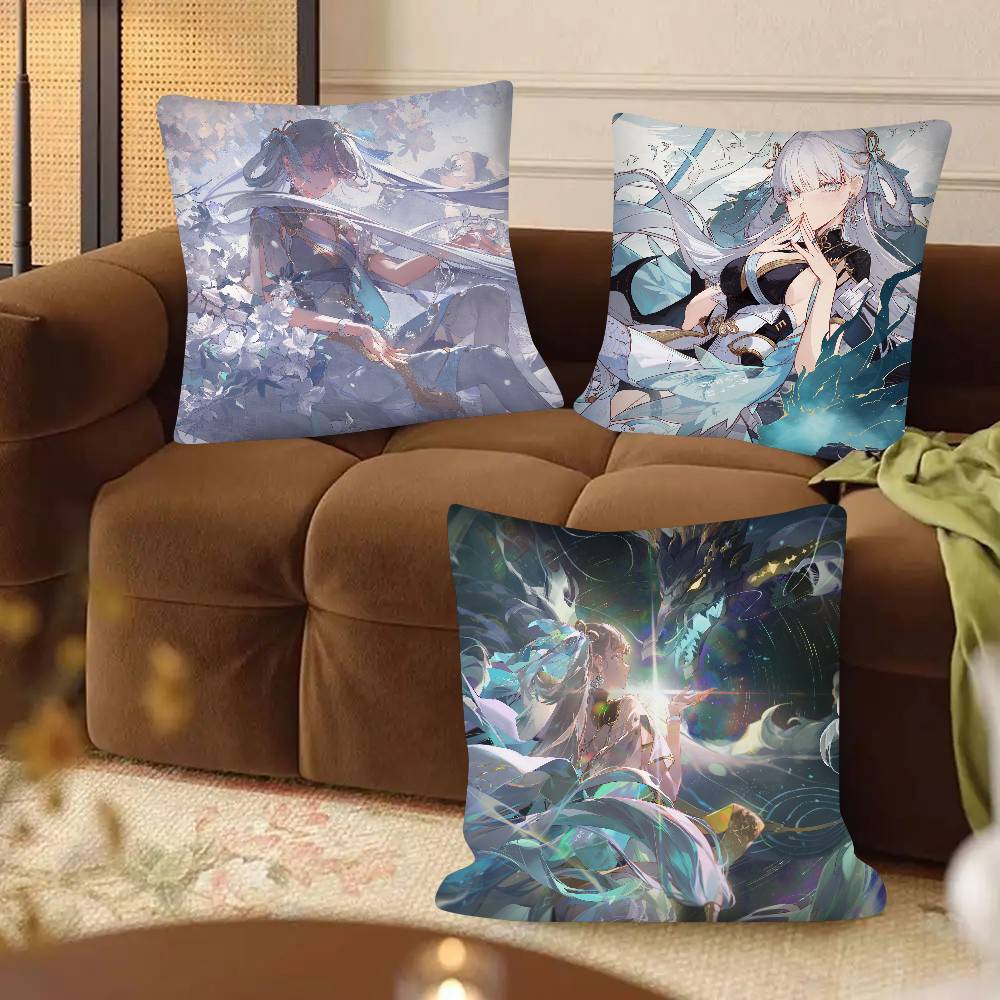 Hot Game Wuthering Waves Jinhsi Pillow Case Fashion Square Pillowcase Bedroom Sofa Room Ins Decoration Leisure