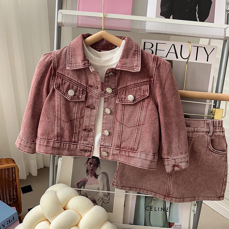 Mädchen Neue Mode Jeansjacke & Rock Zweiteiliges Set - Trendige Herbstbekleidung GC0238