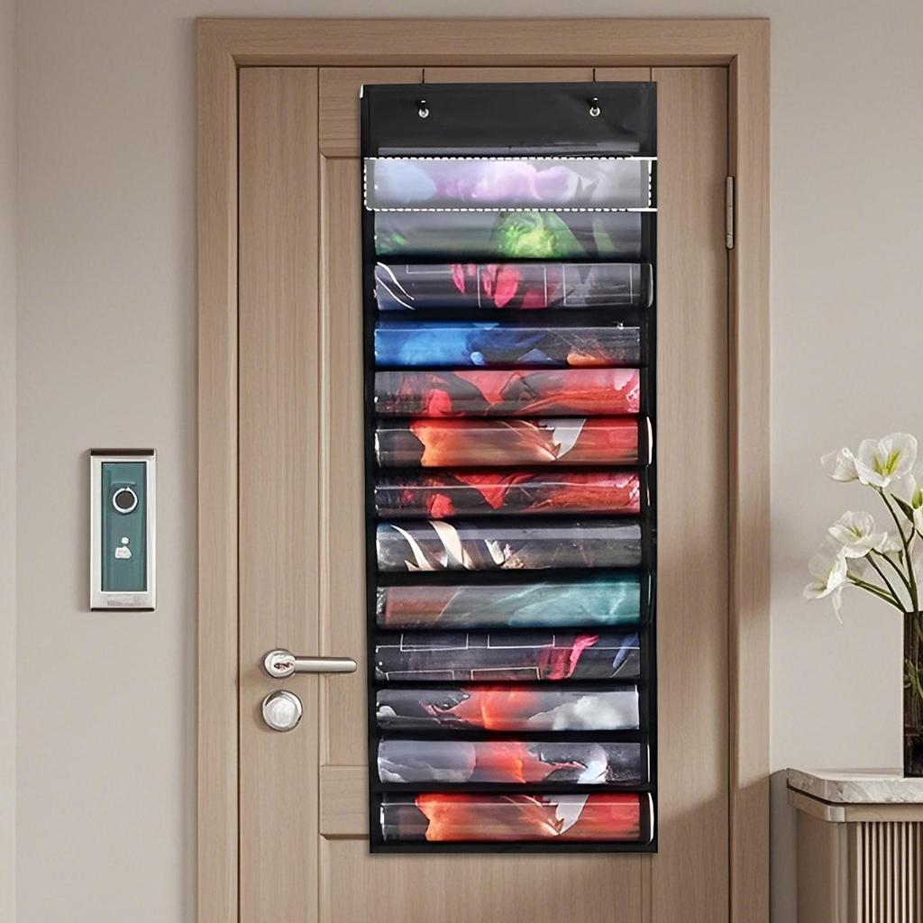 Game Mat Holder Double Hook Hanging Game Pad Organizer storage Bag With Transparent Slots Can Hold 12+1 Card Game Pads