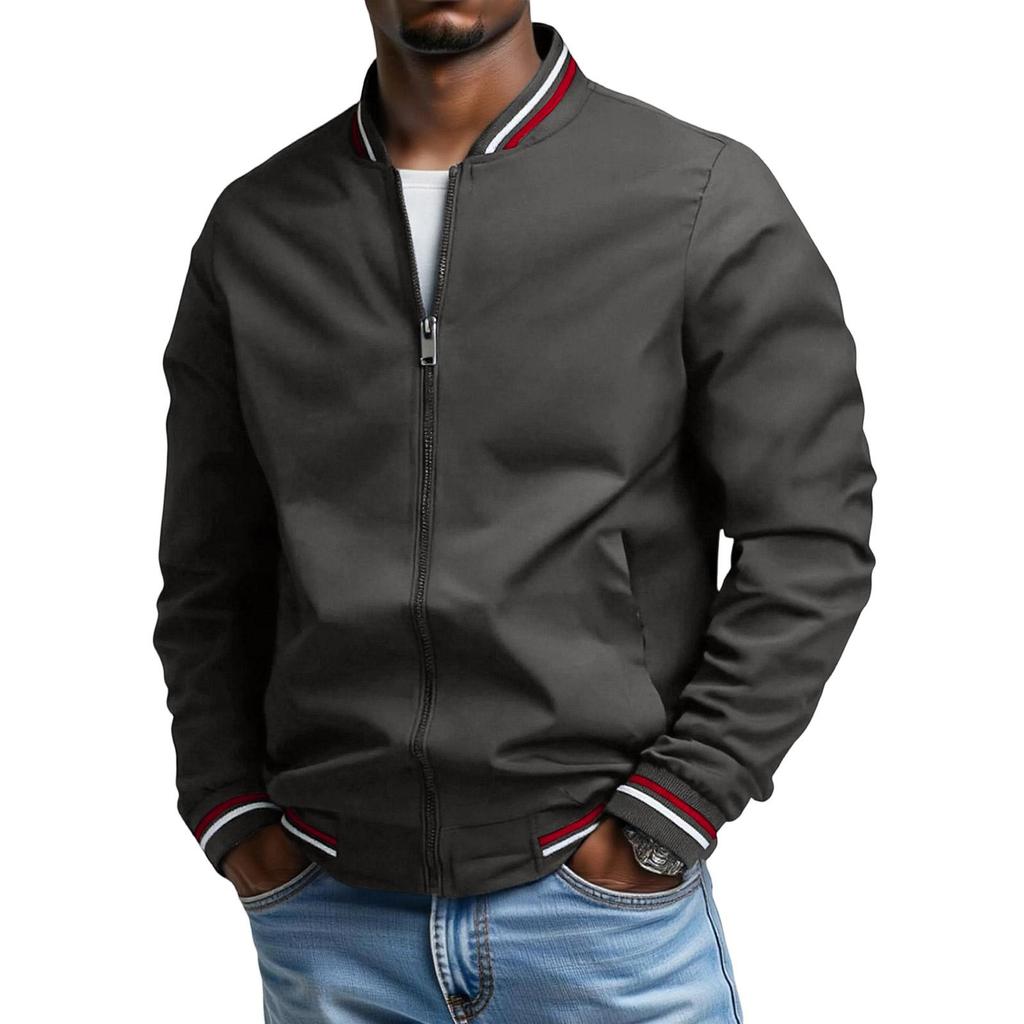 Herren Freizeit Stehkragen Doppelstreifen Jacke Mantel
