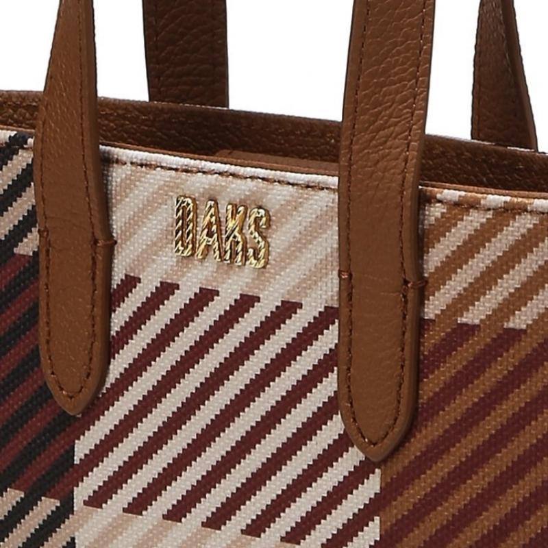 Daks Brown House Check Pattern Mini Cross Bag Dcwa6e501w2